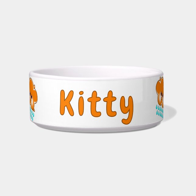 Raining Orange Tabby Cat Cloud - Cat Bowl (Front)