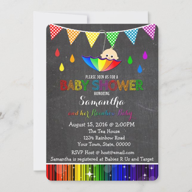 Raining Rainbow Baby Shower Invitation (Front)