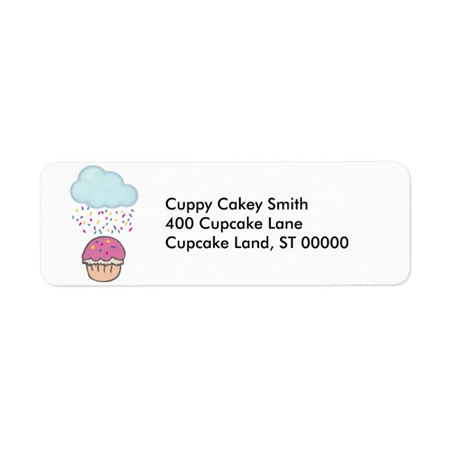 Raining Sprinkles on Cupcake Label (Front)
