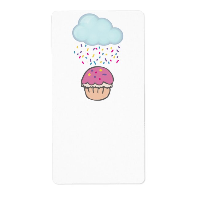 Raining Sprinkles on Cupcake Label (Front)
