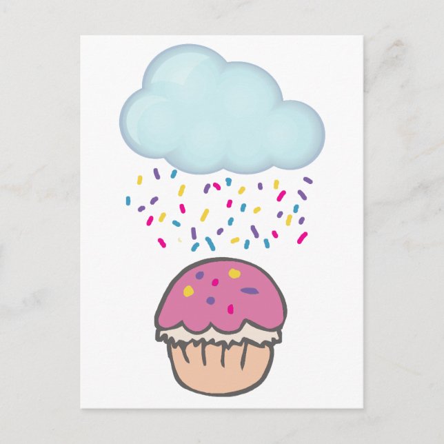 Raining Sprinkles on Cupcake Postcard (Front)