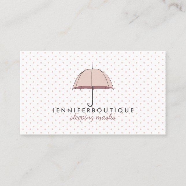 Raining Winter Polka Dots Umbrella Business Card (Front)
