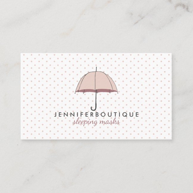Raining Winter Polka Dots Umbrella Business Card