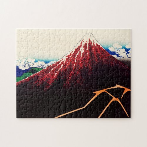 Rainstorm Beneath the Summit by Katsushika Hokusai Jigsaw Puzzle
