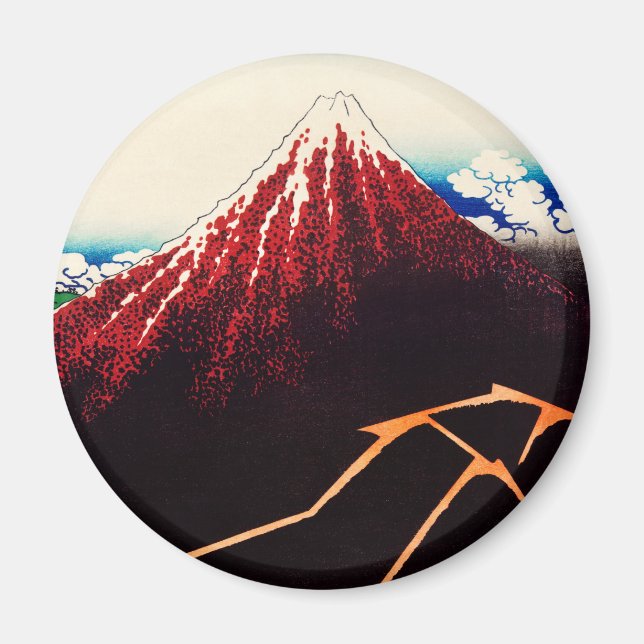 Rainstorm Beneath the Summit by Katsushika Hokusai Magnet (Front)