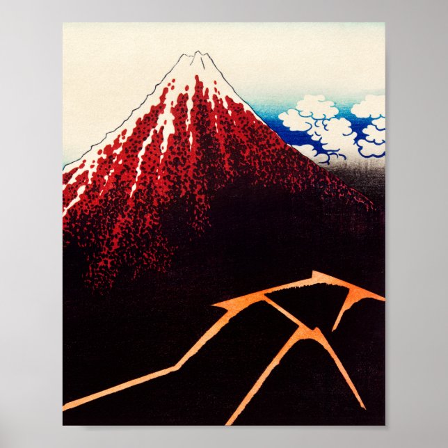 Rainstorm Beneath the Summit by Katsushika Hokusai Poster (Front)