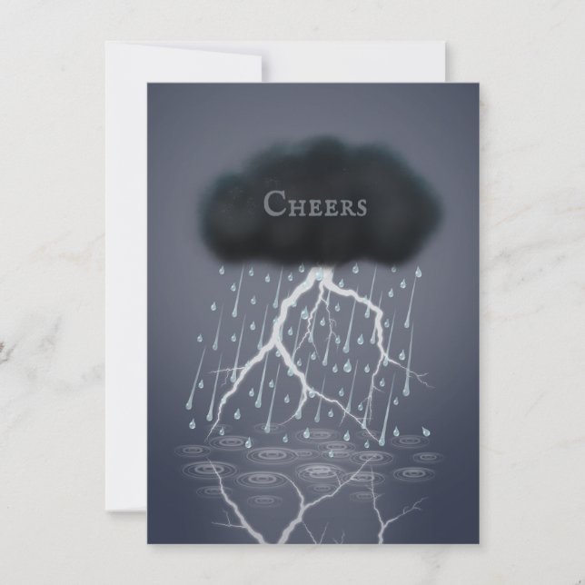 Rainstorm Thunder Cloud & Lightning Personalized Note Card (Front)
