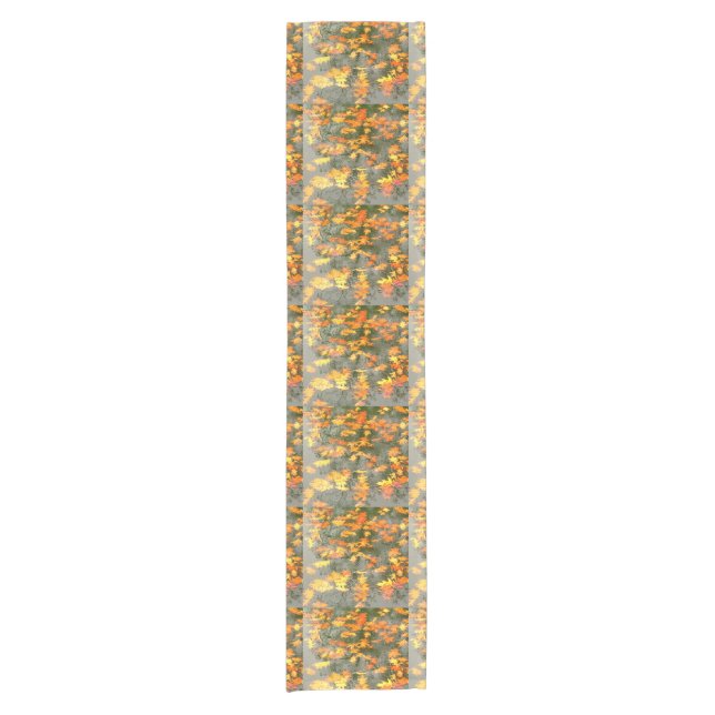 rainy autumn leaves short table runner (Front)