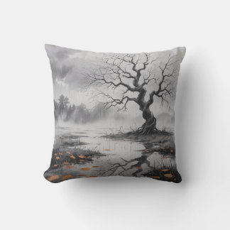 Rainy Autumn Tree Mood Pillow