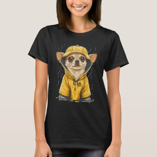 Rainy Chihuahua in a Rain Cape T_Shirt