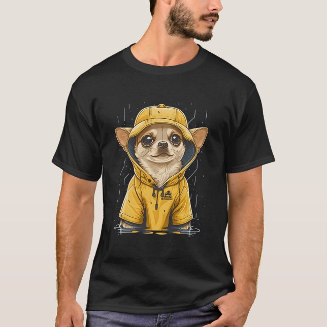 Rainy Chihuahua In A Rain Cape T-Shirt (Front)