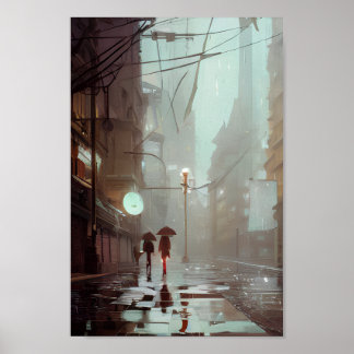 rainy city poster