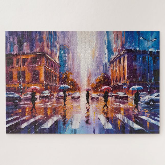 Rainy City Puzzle, 16" x 20", 520 pieces Jigsaw Puzzle (Horizontal)