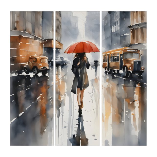 Rainy city watercolor art (Front)