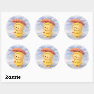 Rainy Day Alma Sticker | Cute Chick in Raincoat