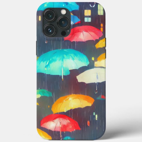 rainy day and umbrella iPhone 13 Pro Max Case
