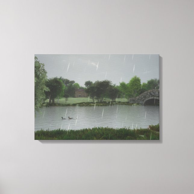 Rainy Day at the Lake Wrapped Canvas Print (Front)