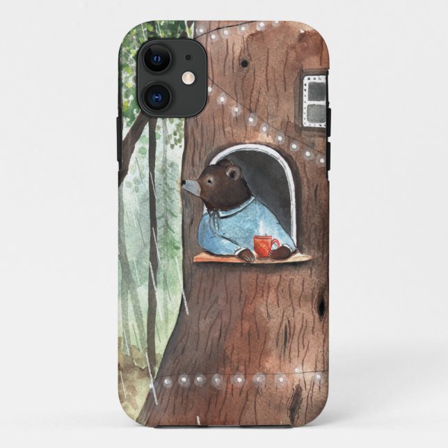 Rainy Day Bear Daydream Tea Time Illustration    Case-Mate iPhone Case (Back)