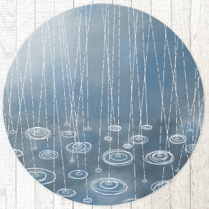 Rainy Day Blue Abstract Rug