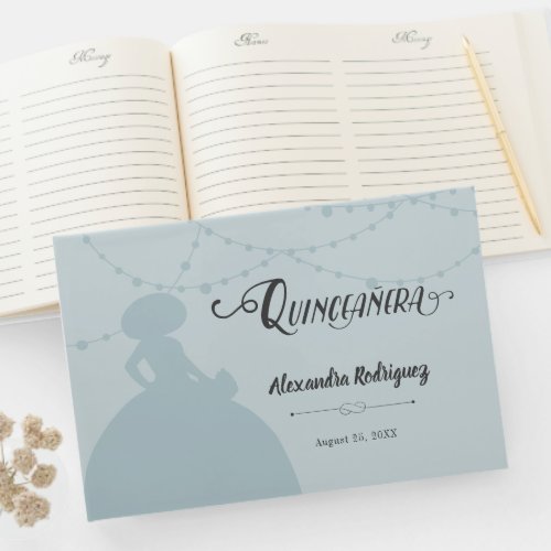 Rainy Day Blue Charro Silhouette Quinceanera Guest Book