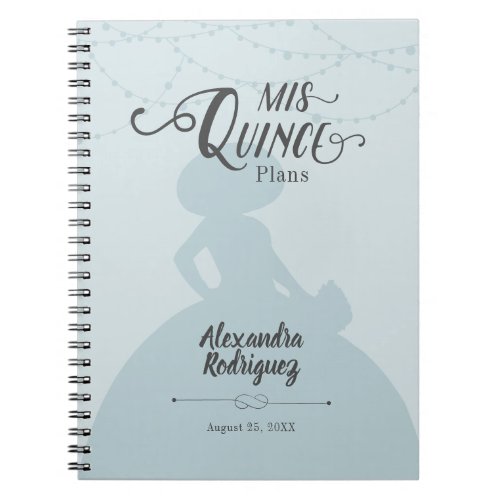 Rainy Day Blue Charro Silhouette Quinceanera Notebook