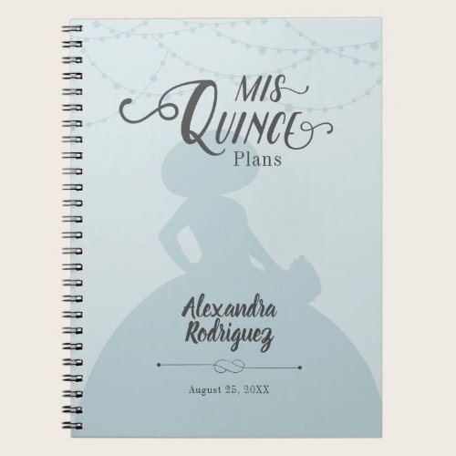 Rainy Day Blue Charro Silhouette Quinceanera Notebook