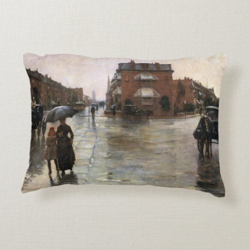 Rainy Day Boston by Frederick Childe Hassam Accent Pillow