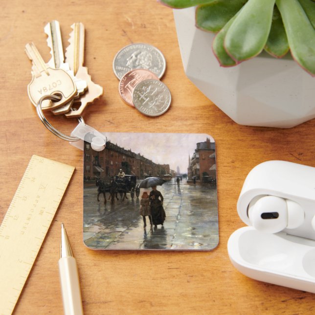 Rainy Day, Boston by Frederick Childe Hassam Keychain (Desk)