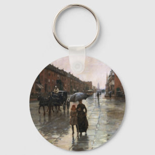 Rainy Day, Boston by Frederick Childe Hassam Keychain