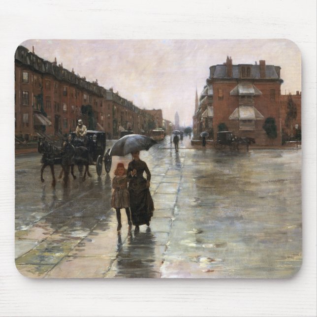 Rainy Day, Boston by Frederick Childe Hassam Mouse Pad (Front)