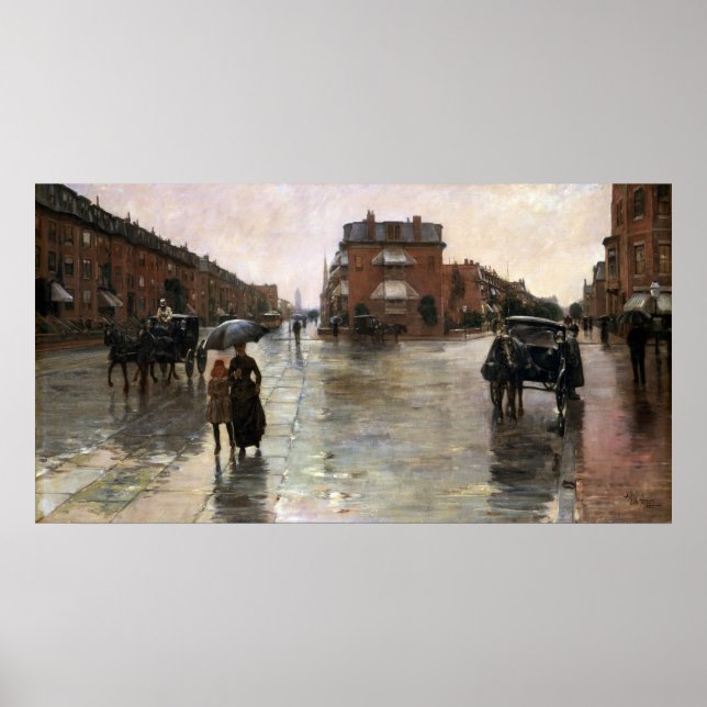 Rainy Day, Boston by Frederick Childe Hassam Poster (Front)