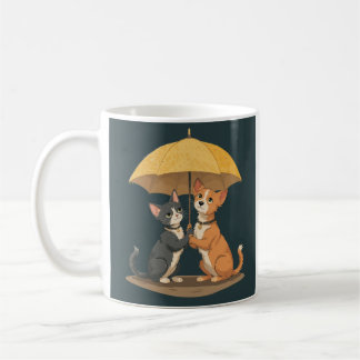Rainy Day Buddies: Cat and Dog Duo Coffee Mug