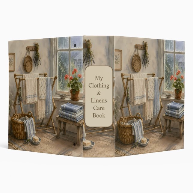 Rainy Day Cottage Laundry Room 3 Ring Binder (Background)