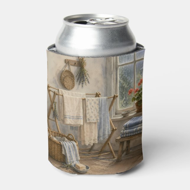 Rainy Day Cottage Laundry Room Can Cooler (Can Front)