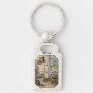 Rainy Day Cottage Laundry Room Keychain