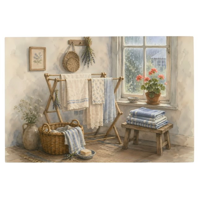 Rainy Day Cottage Laundry Room Metal Print (Front)