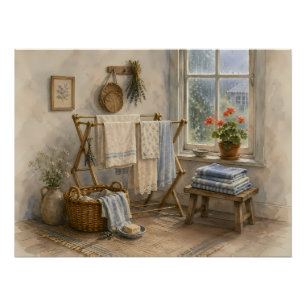 Rainy Day Cottage Laundry Room Poster