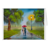 RAINY DAY COUPLE UMBRELLA PAINTING (Front Horizontal)