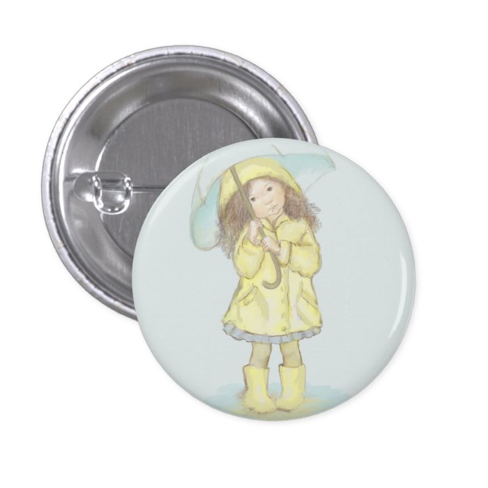 Rainy Day Cute Girl With Umbrella Pin