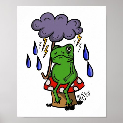 Rainy Day Frog  Artist Maddy Sehring  Poster