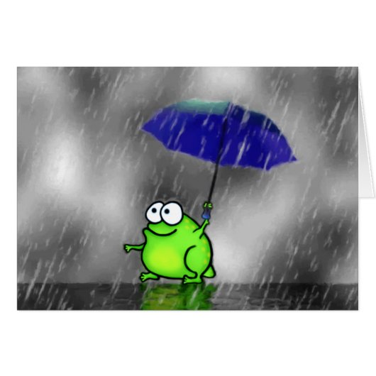 Rainy Day Frog Card (Front Horizontal)