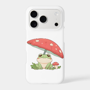 Rainy Day Frog Under Mushroom Kawaii Design iPhone 17 Pro Case