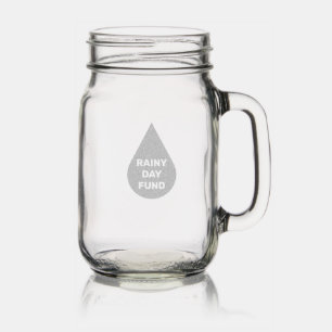 RAINY DAY FUND MASON JAR W/ HANDLE