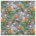 Rainy Day Ginger Cat Daisies Pattern Fabric