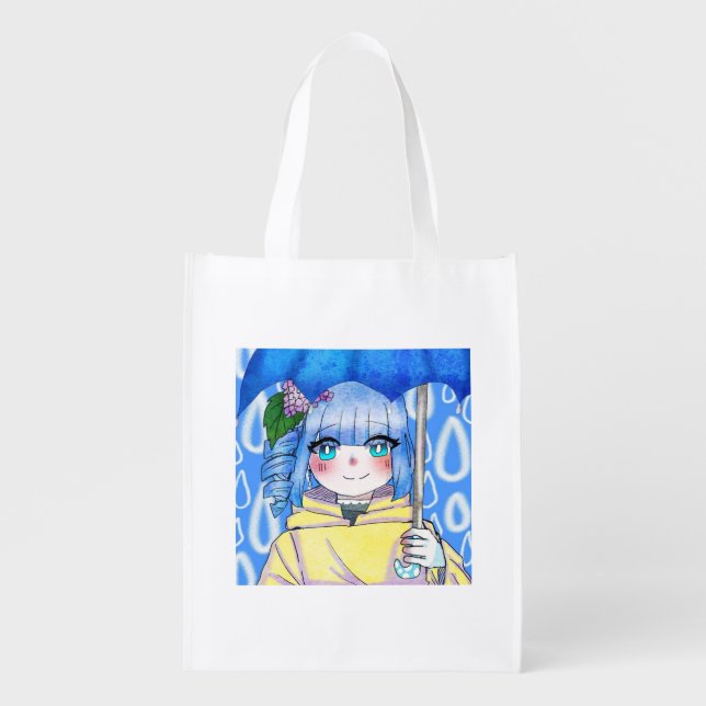 Rainy Day Girl by Lilia  Grocery Bag (Front)