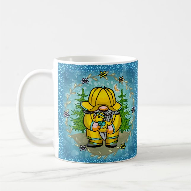 Rainy day gnome  coffee mug (Left)