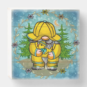 Rainy day gnome  wooden box sign