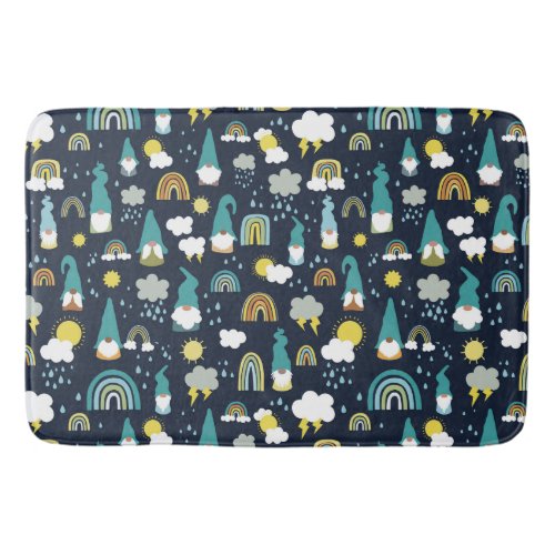 Rainy Day Gnomes Rainbow Kids Bath Mat