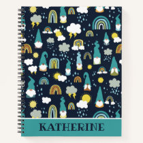 Rainy Day Gnomes Rainbow Kids Notebook