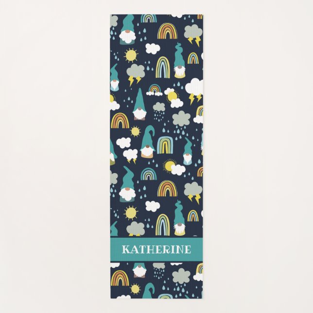 Rainy Day Gnomes Rainbow Kids Yoga Mat (Front)